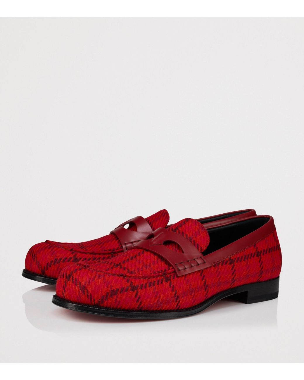 Christian Louboutin Red Circ Check Print Loafers for men