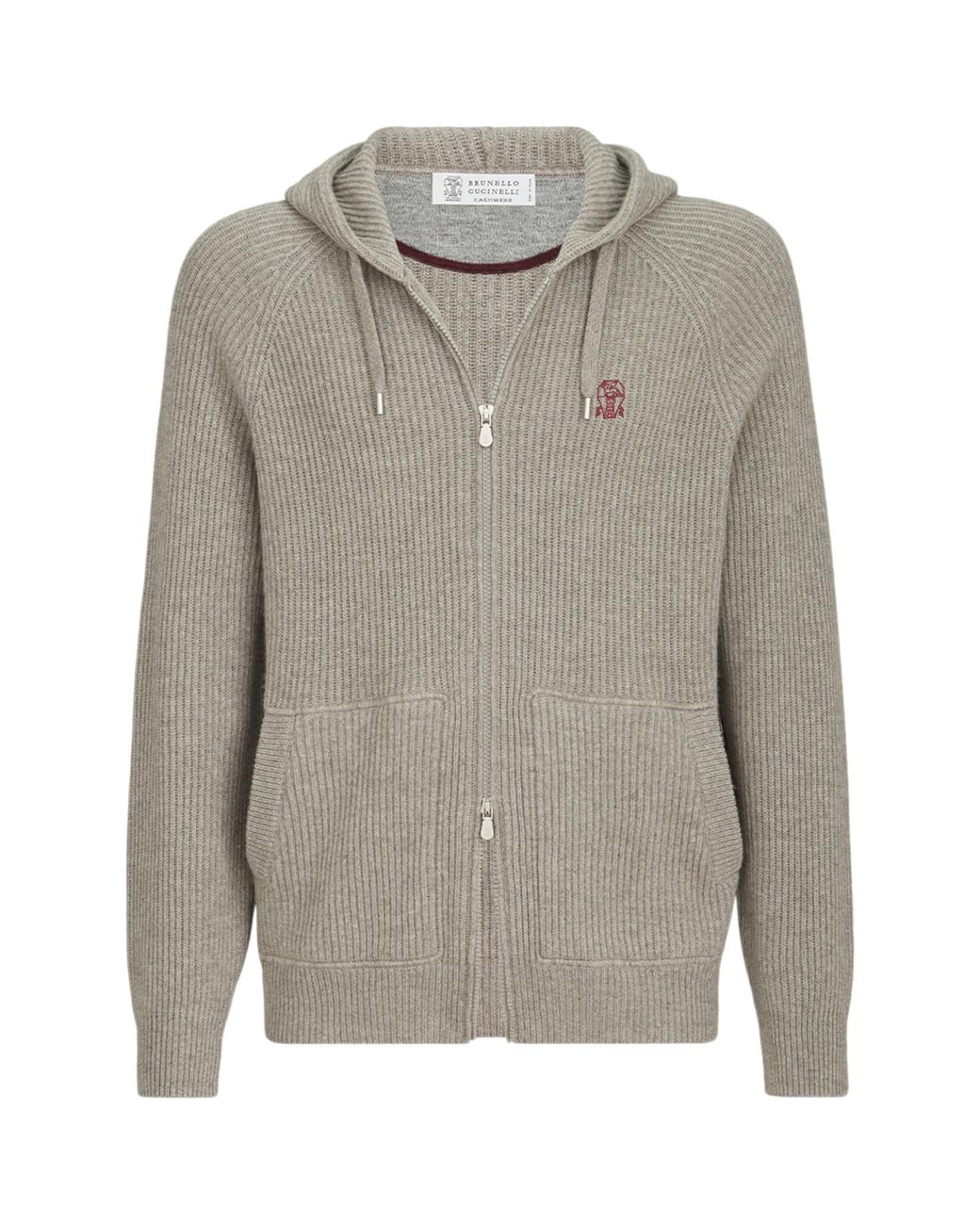 Brunello Cucinelli Gray Cashmere Rib-Knit Zip-Up Cardigan for men