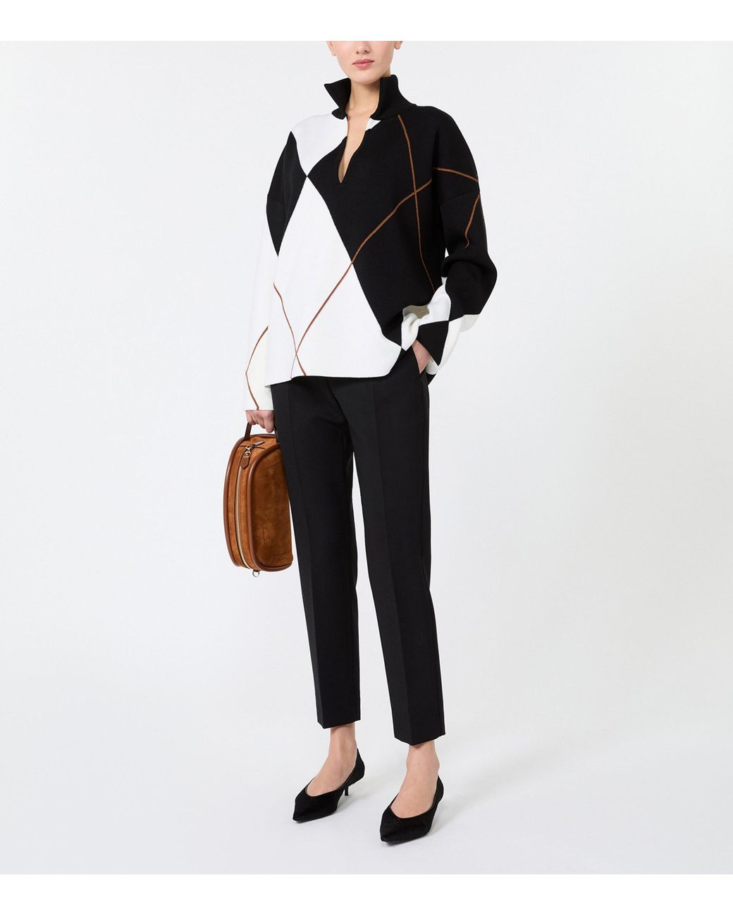 Max Mara Black Wool-Blend Cropped Trousers