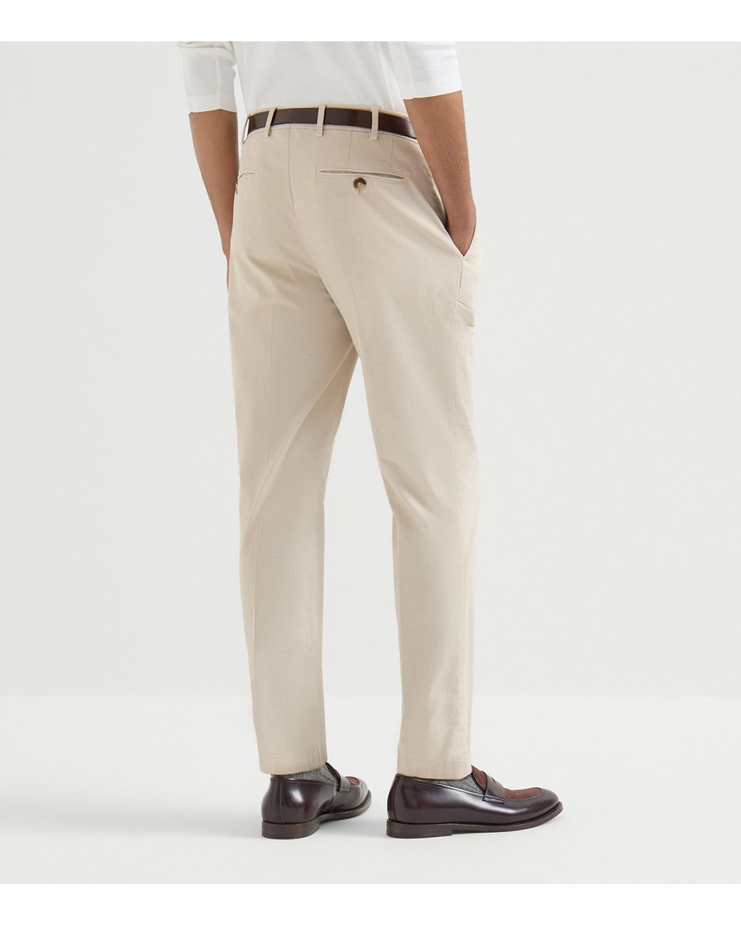 Brunello Cucinelli Natural Pima Cotton Comfort Gabardine Trousers for men