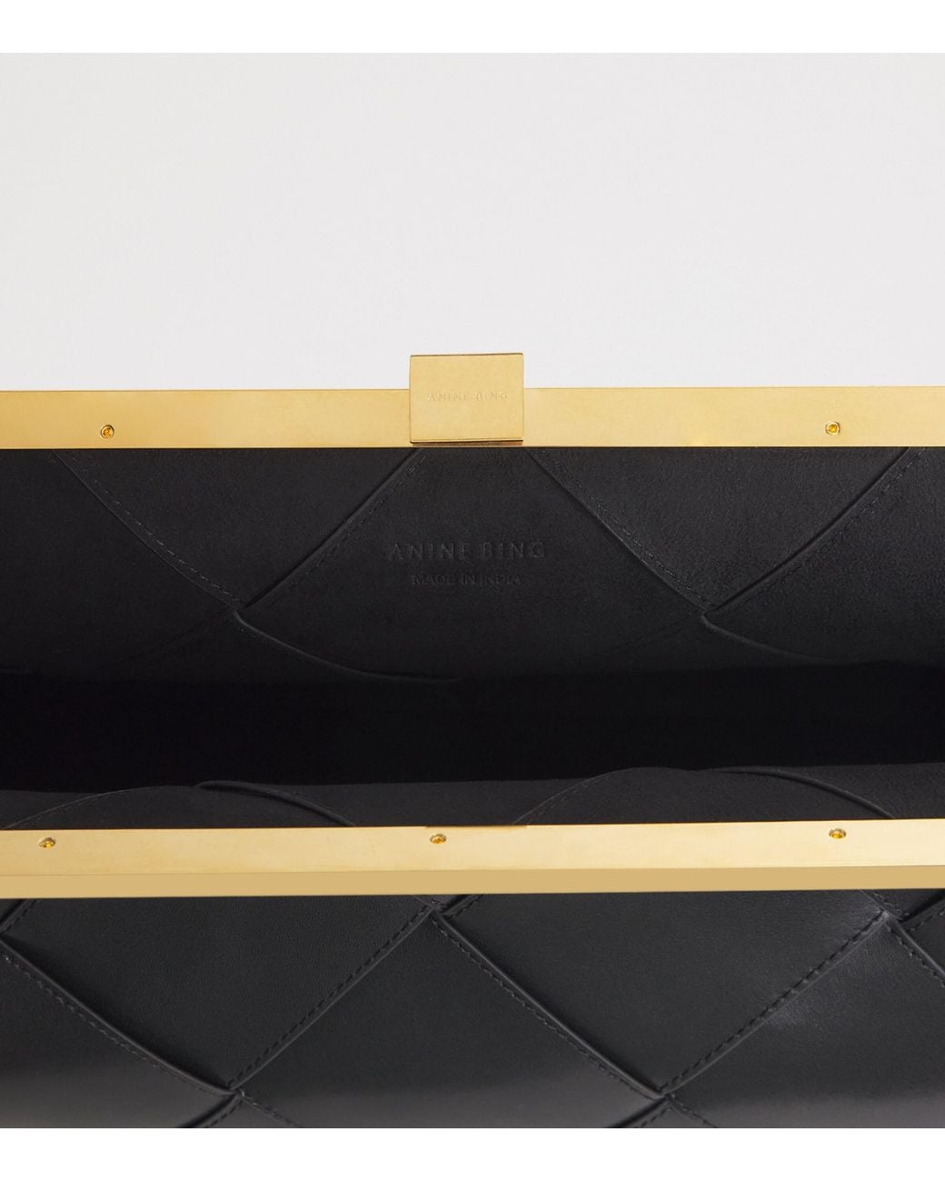 Anine Bing Black Leather Braided Anine Clutch Bag