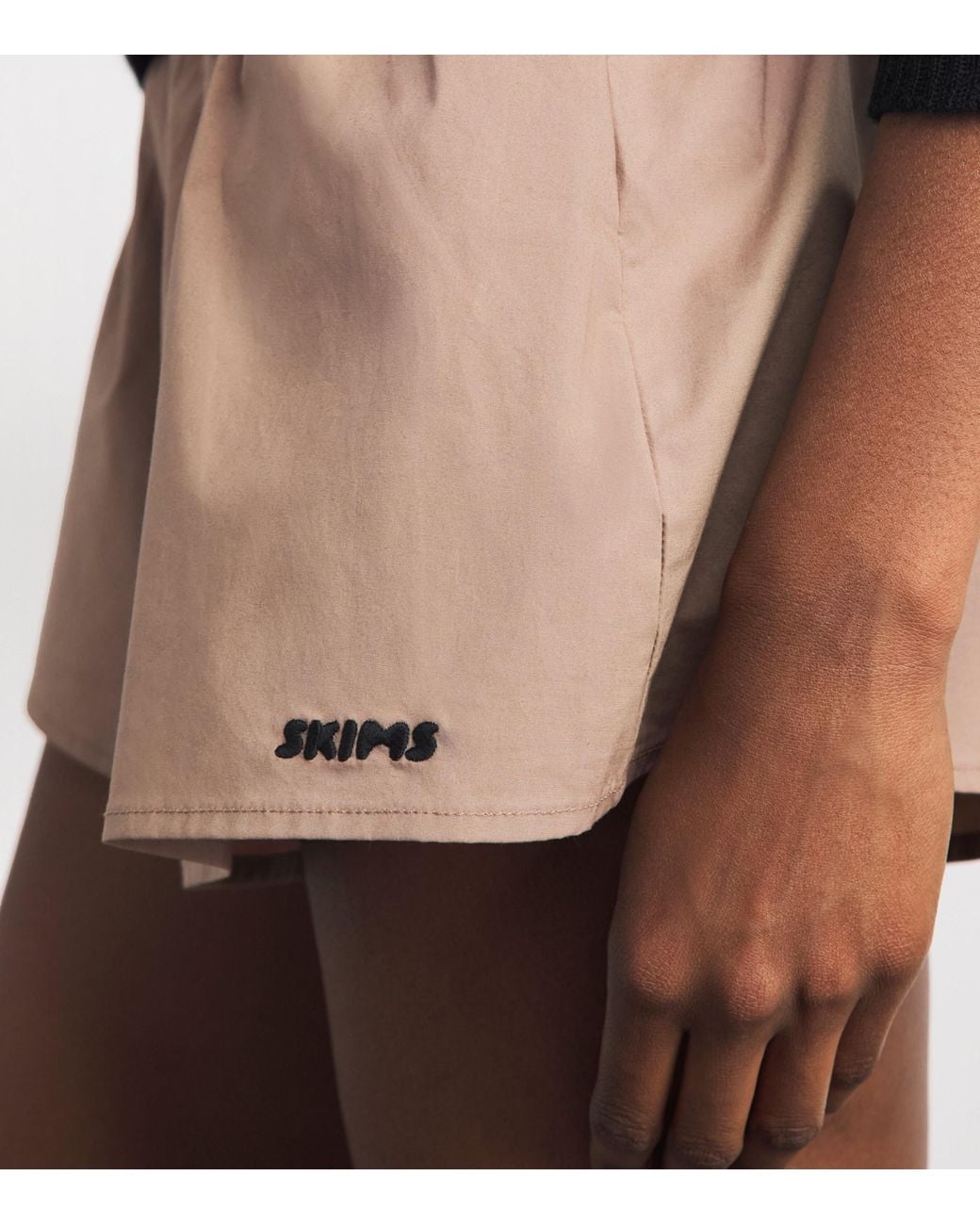 Skims Natural Stretch-Cotton Woven Flutter Shorts