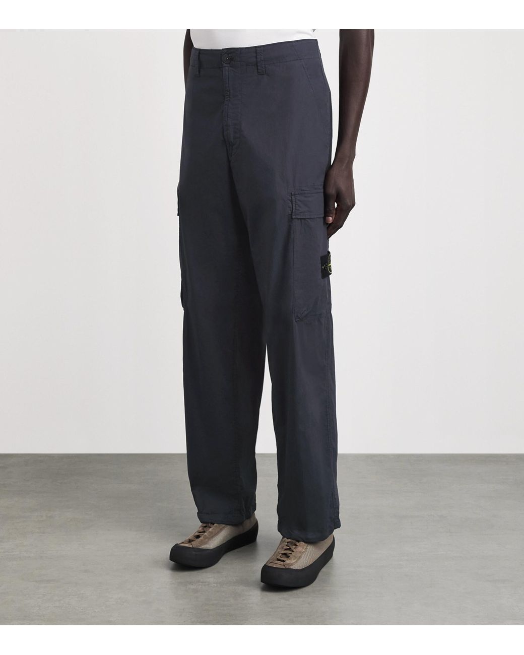 Stone Island Blue Stretch-Cotton Straight Cargo Trousers for men