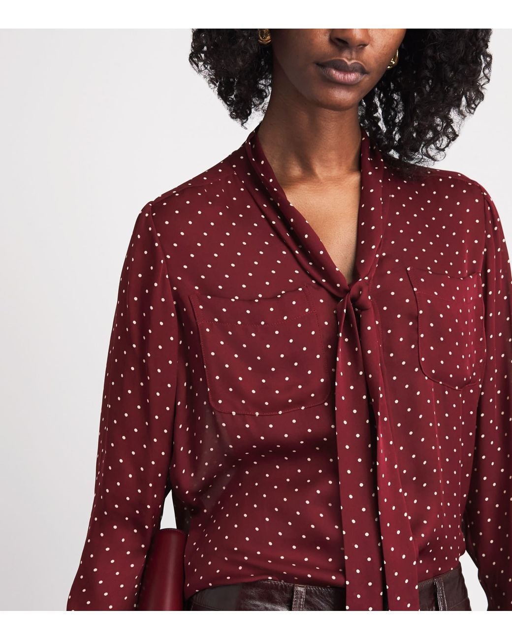 FRAME Red Silk Modern Tie Blouse