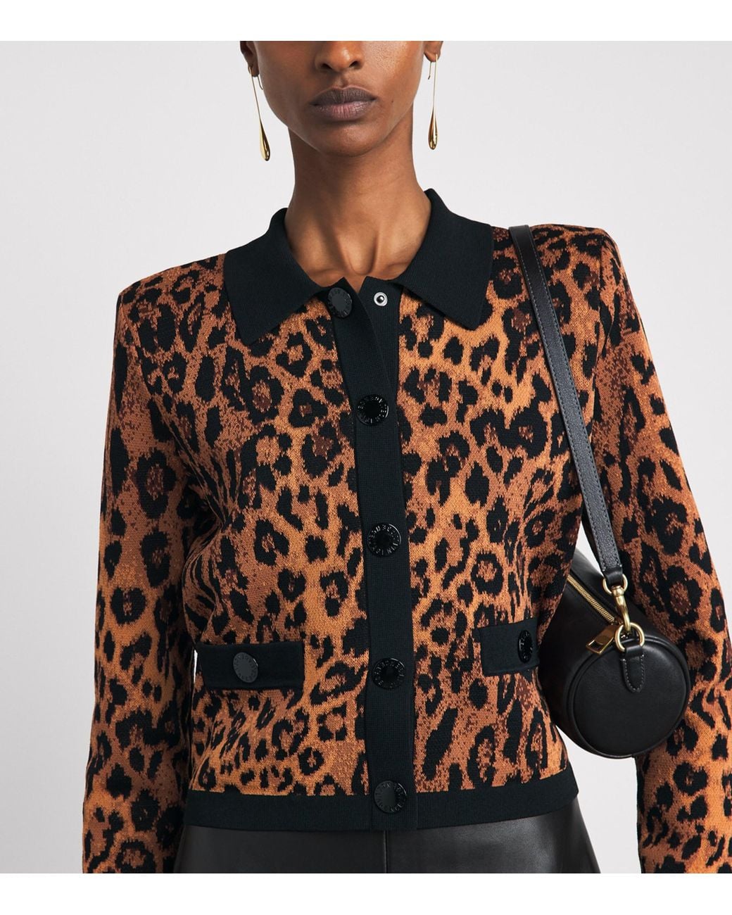 L'Agence Black Leopard Print Osiris Cardigan