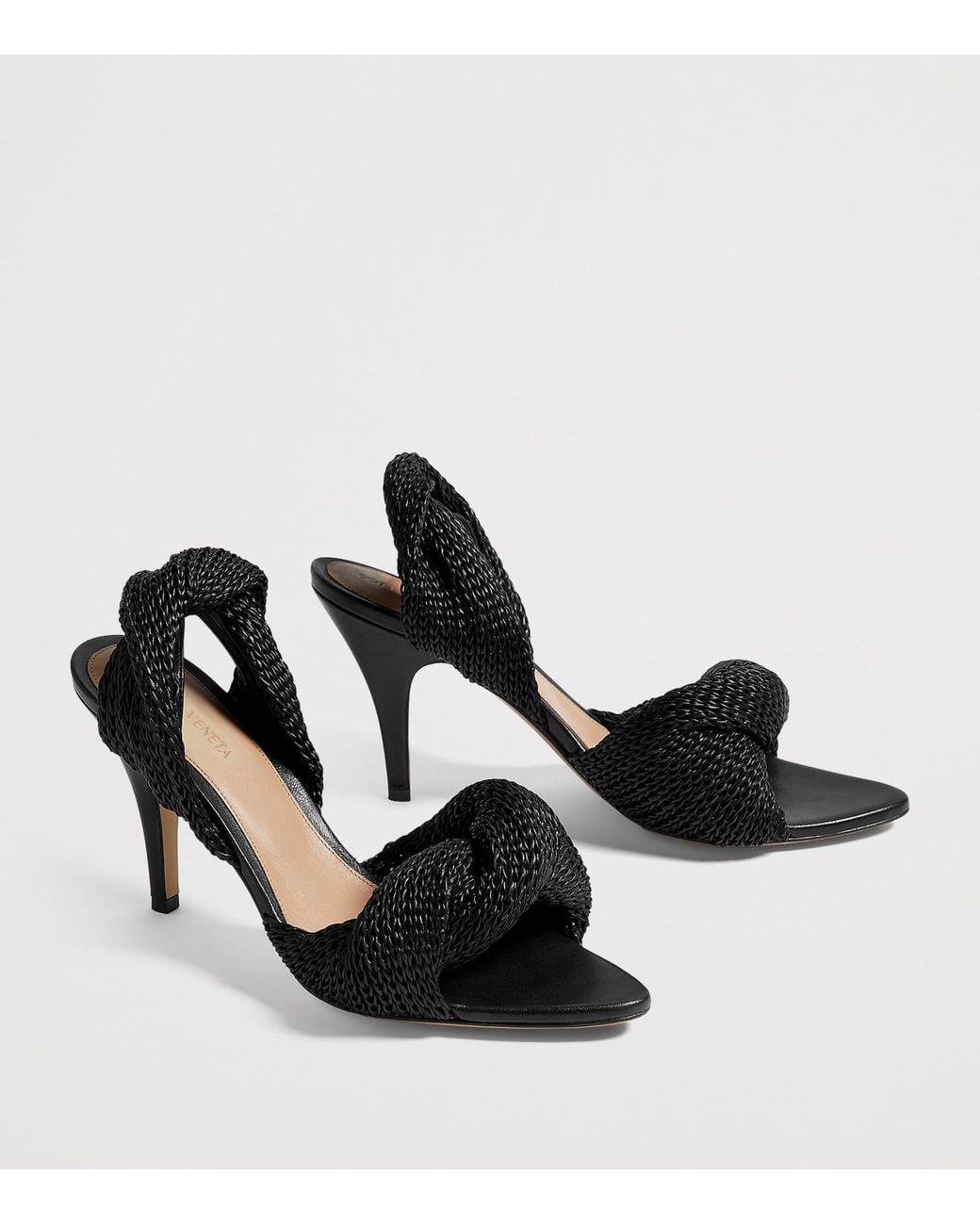 Bottega Veneta Black Lambskin Woven Grace Slingback Sandals 90