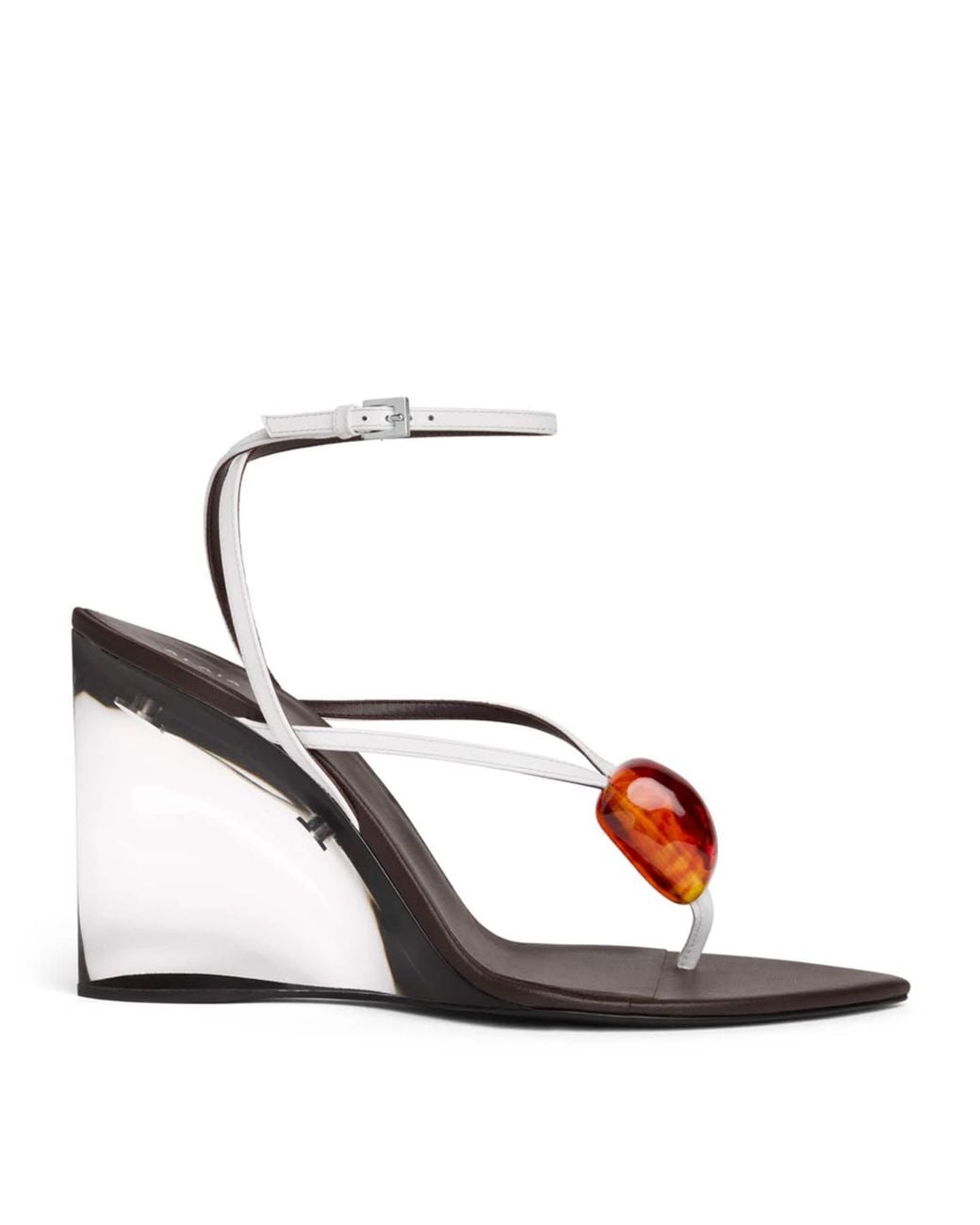 Alaïa White Leather Invisible Jewel Wedge Sandals 90