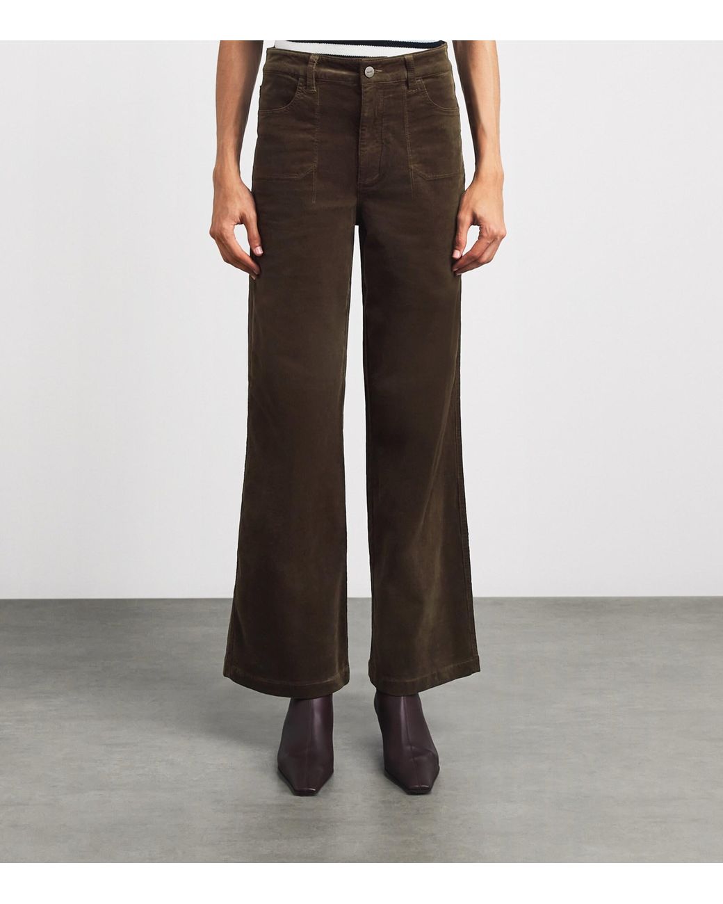PAIGE Brown Corduroy Anessa Wide-Leg Trousers