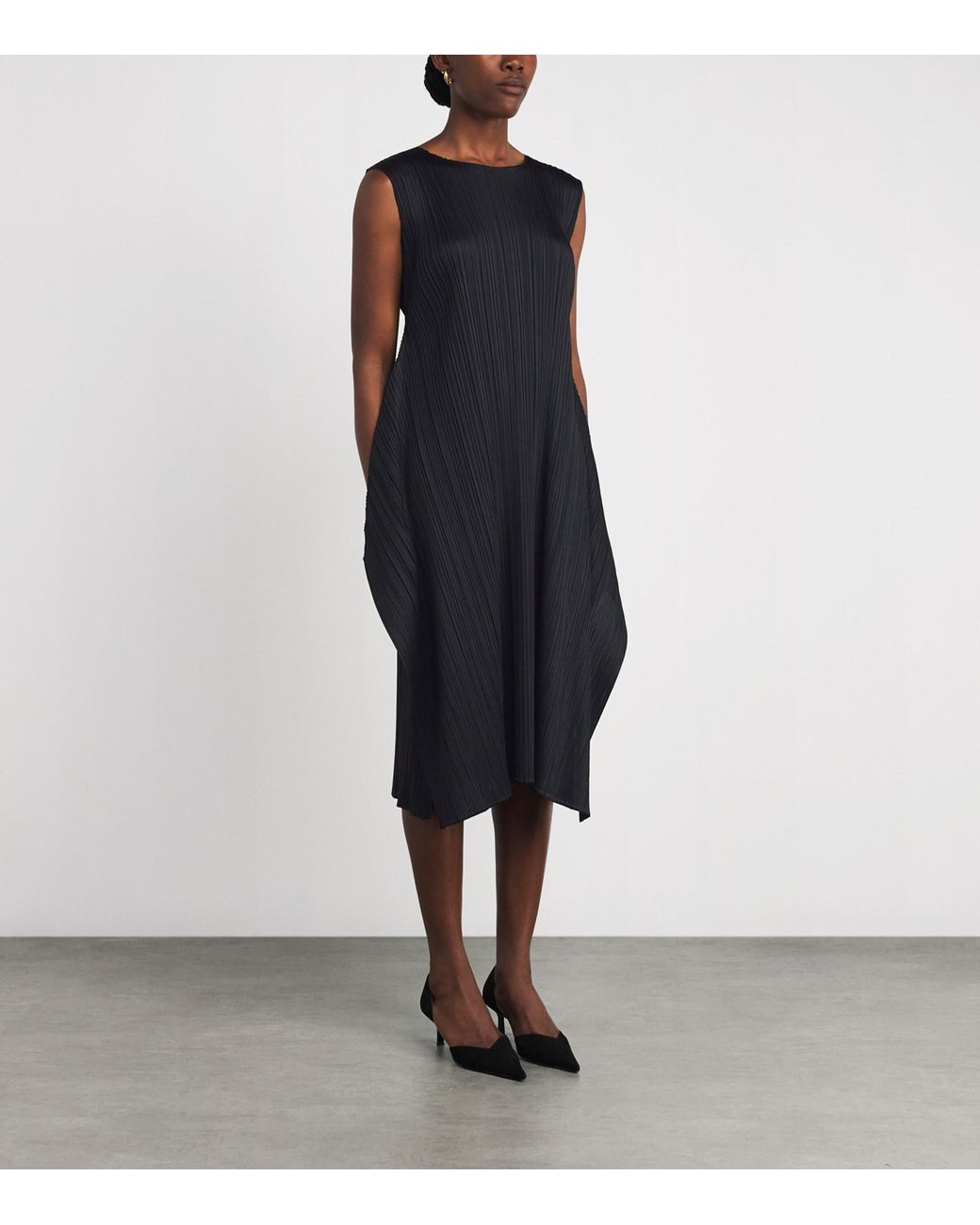 Pleats Please Issey Miyake Black Monthly Colors September Pleated Midi Dress
