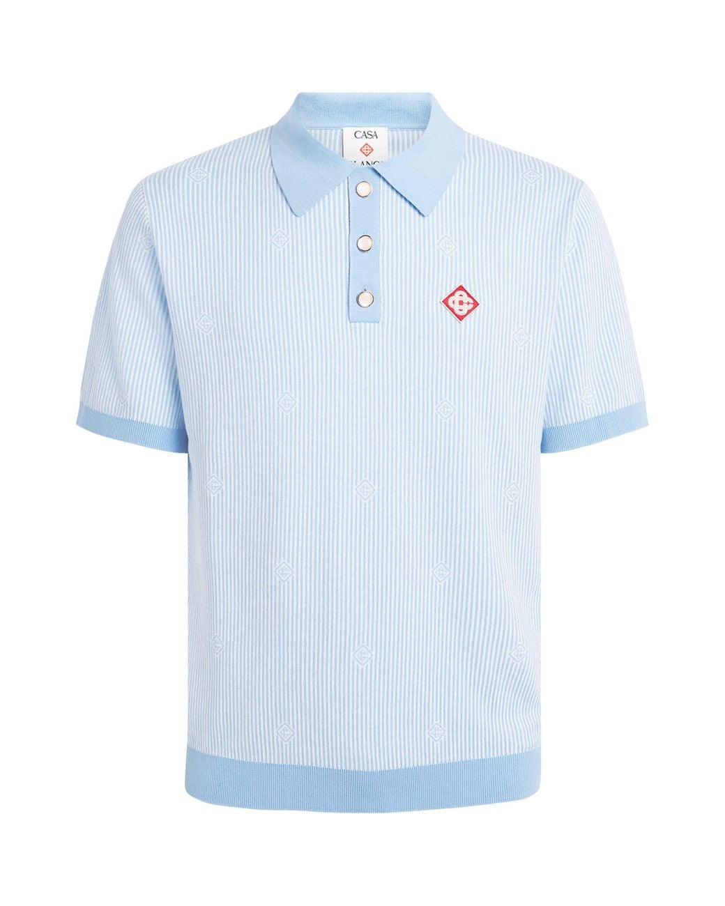 Casablanca Blue Cotton Pinstripe Polo Shirt for men