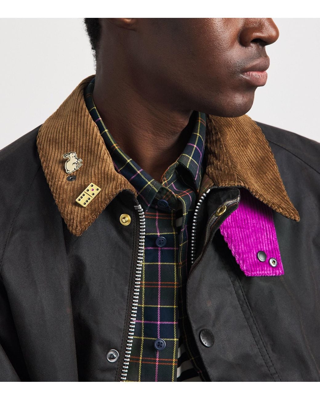 Barbour Pink X Paul Smith Domino Pin Badge
