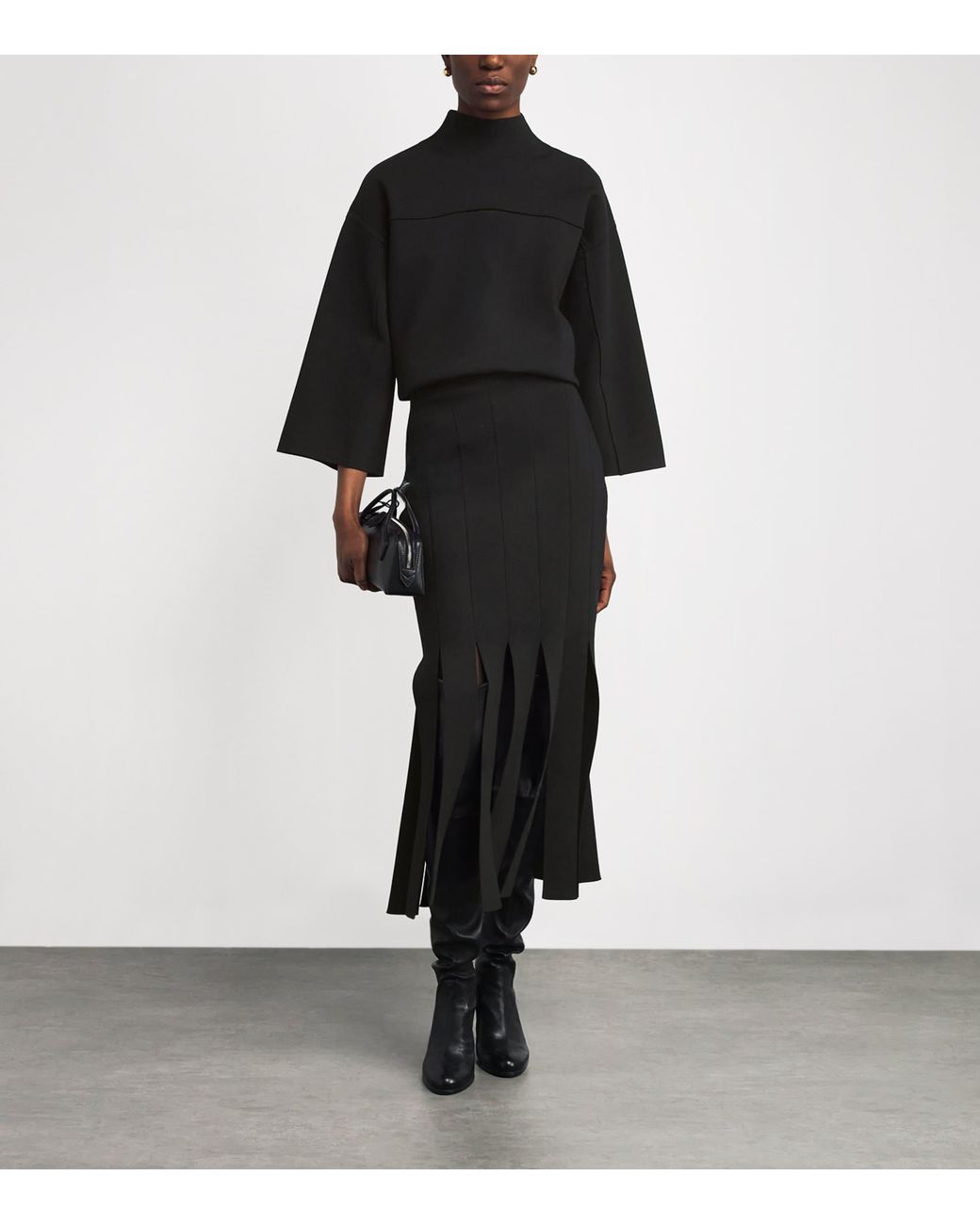 Joseph Black Milano-Knit Lagny Compact Midi Skirt