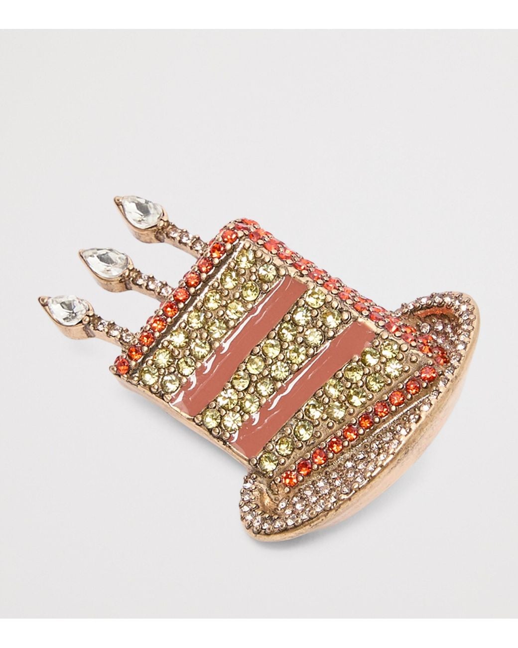 Weekend by Maxmara White Embellished Cake Slice Brooch