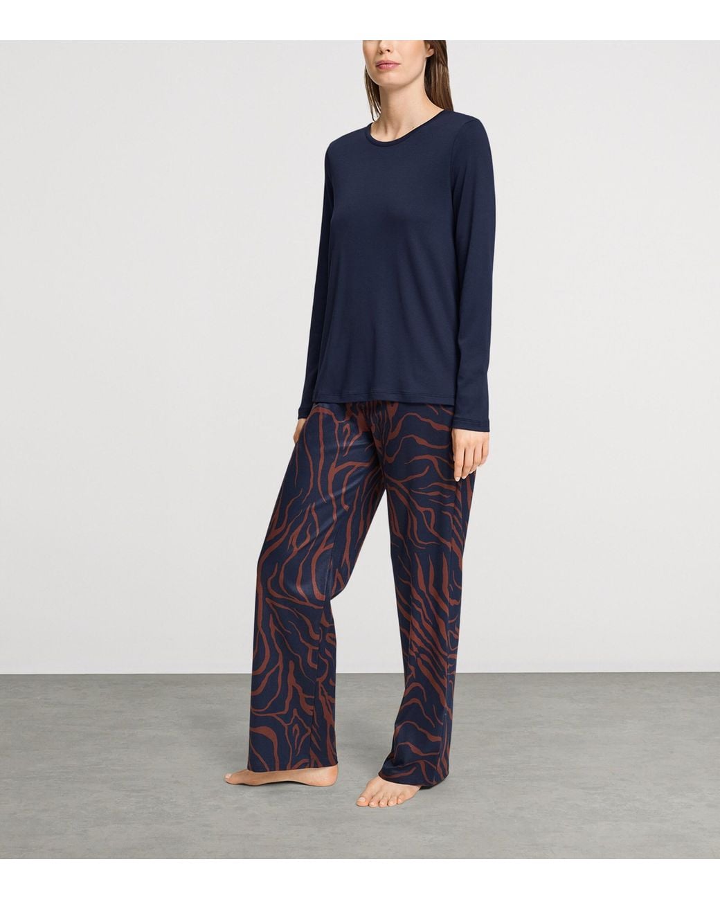 Hanro Blue Cotton Loungy Nights Pyjama Top