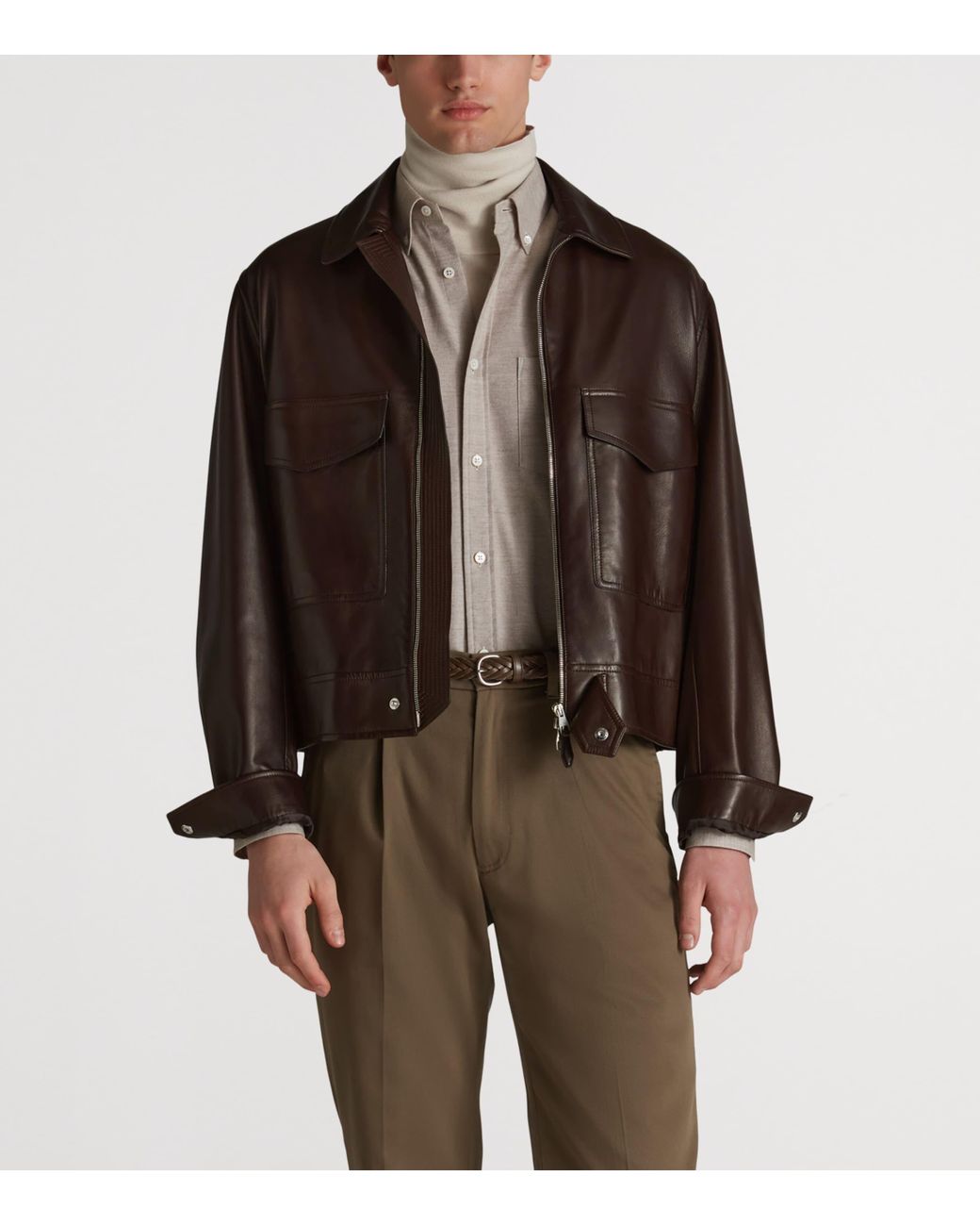 dunhill Leather Flight Jacket in Brown for Men | Lyst UK