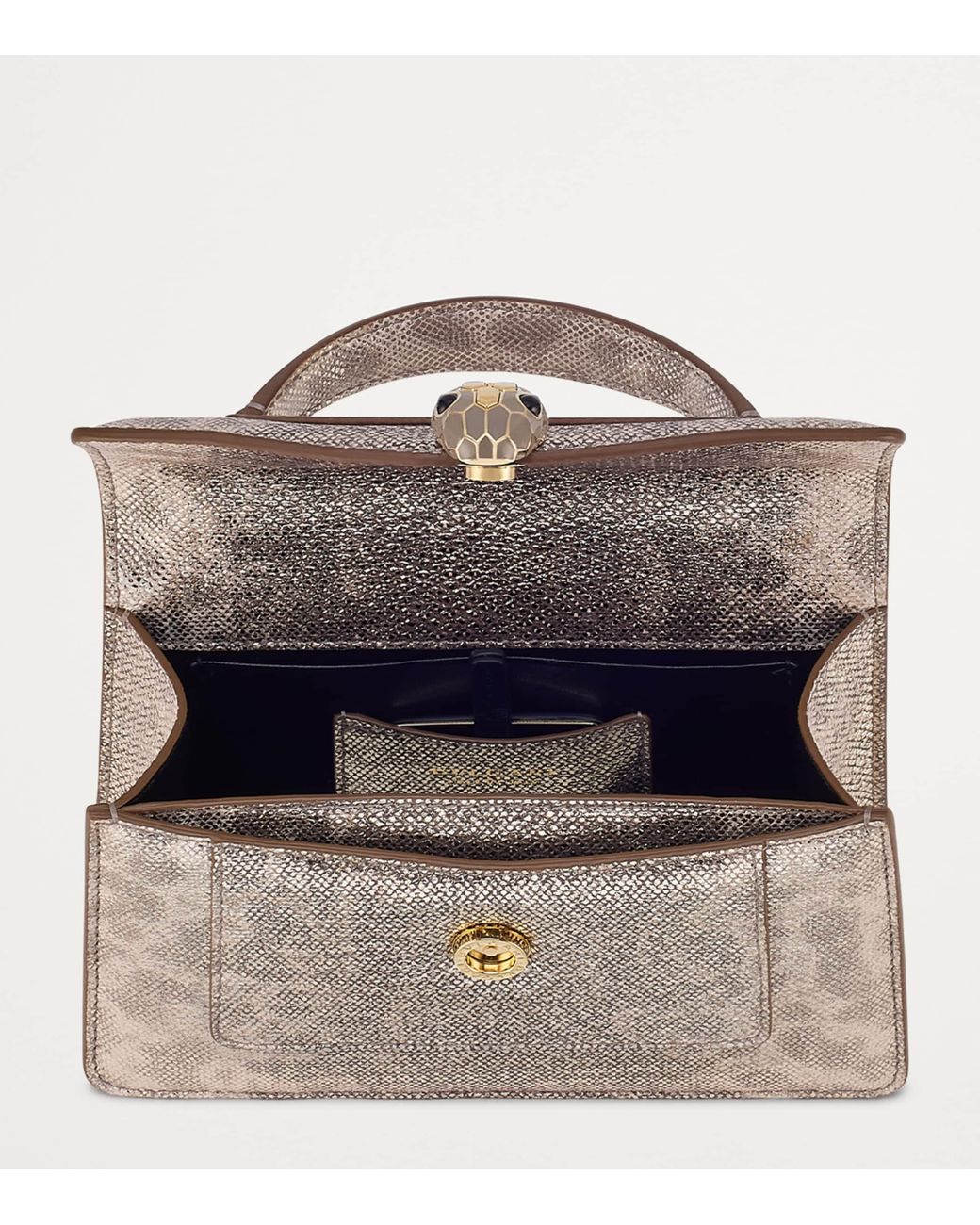 BVLGARI Metallic Small Snakeskin Serpenti Forever Top-Handle Bag