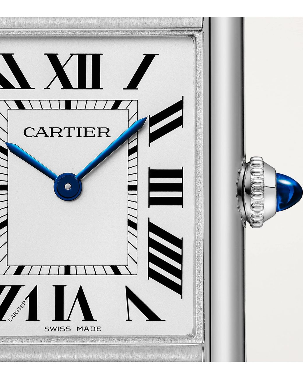 Cartier White Large Stainless Steel Tank Must Watch
