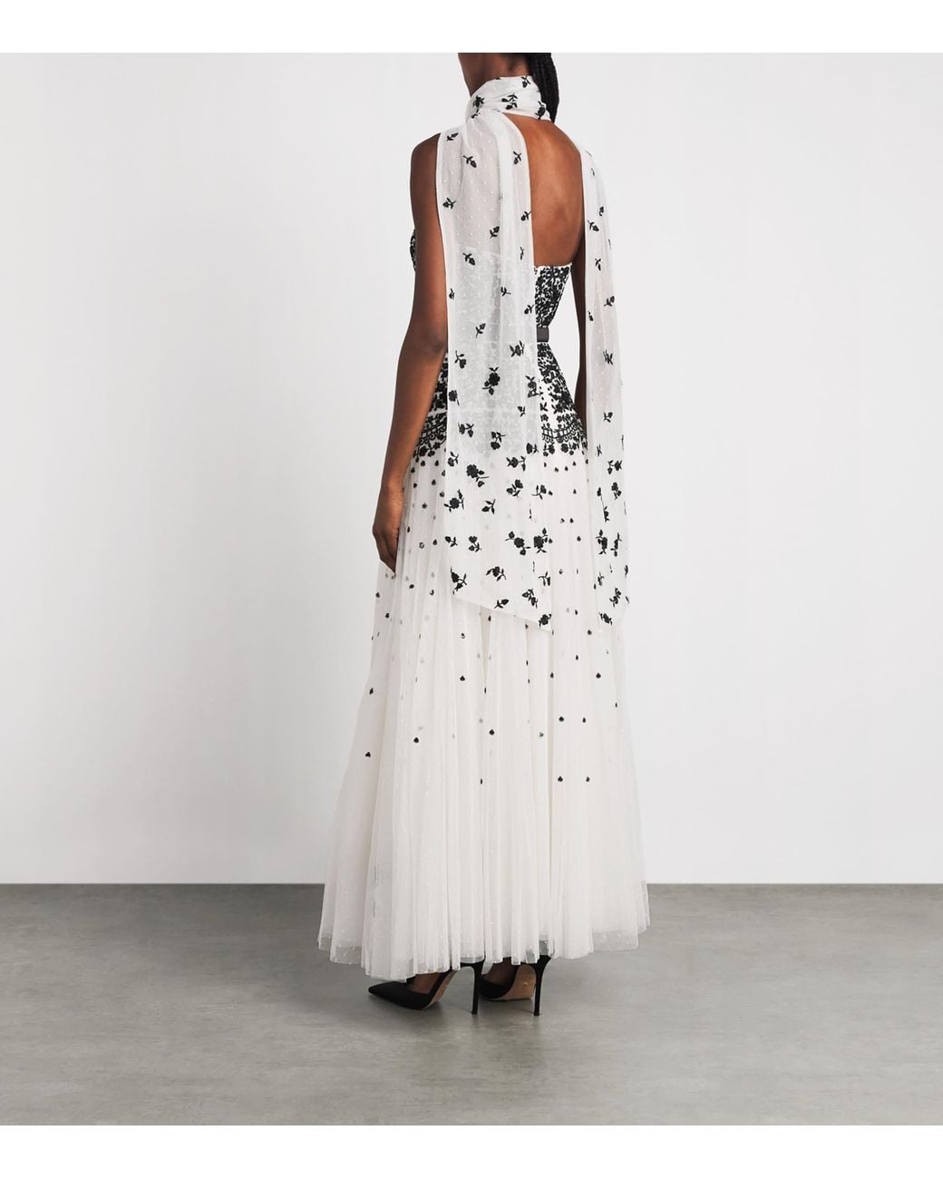 Needle & Thread White Gilded Lace Maxi Dress With Scarf