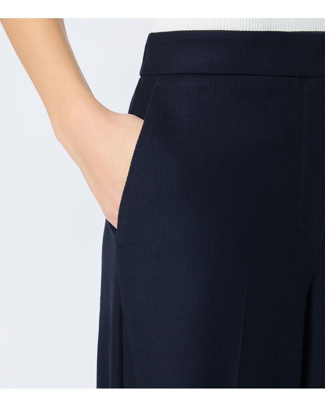 Max Mara Blue Cotton Wide-Leg Trousers