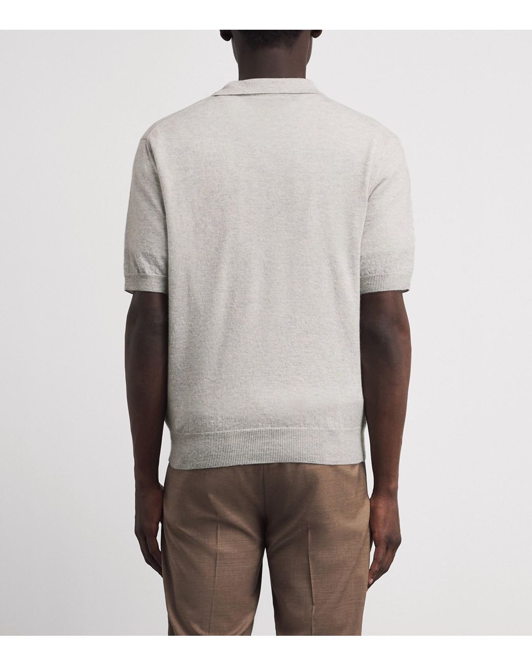 Paul & Shark Gray Cashmere-Linen Open-Collar Polo Shirt for men