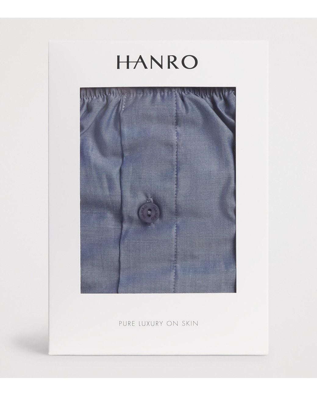Hanro Blue Cotton Woven Boxer Shorts for men