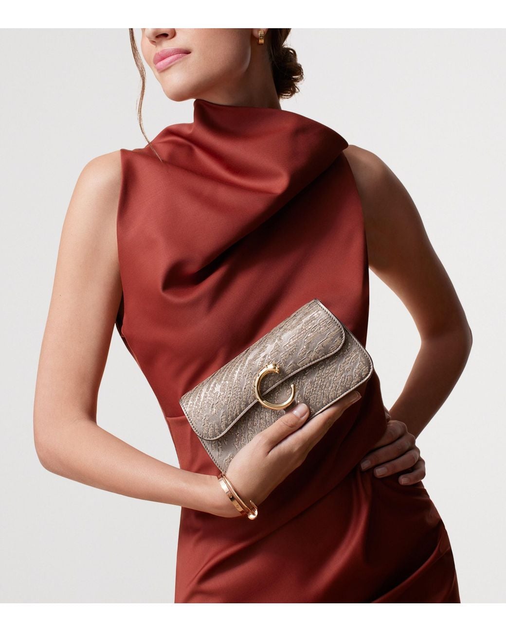 Cartier Natural Mini Sequinned Panthère C De Chain Bag