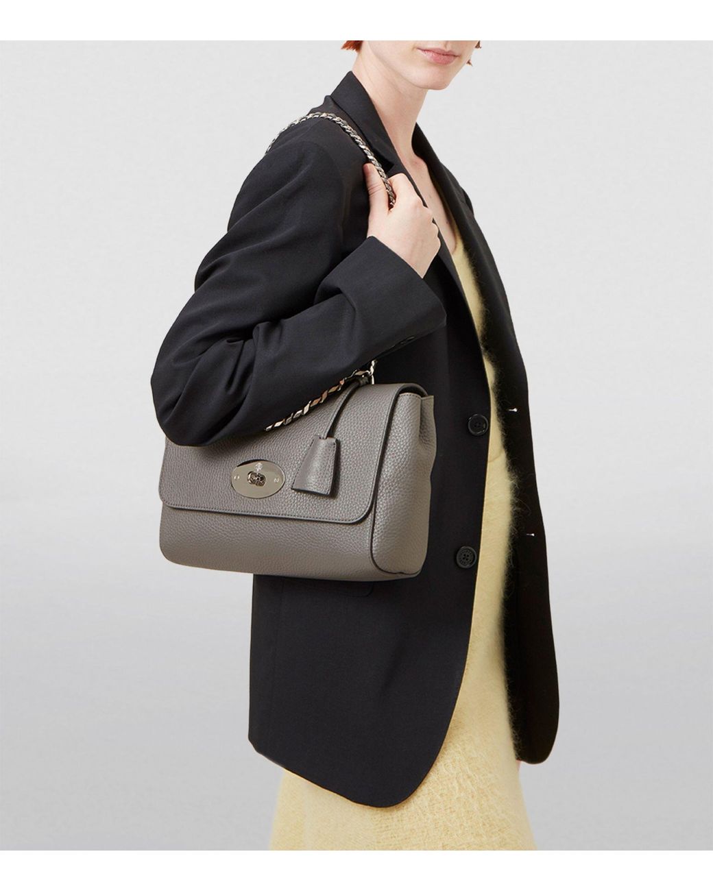 Mulberry Medium Grained Leather Lily Top-handle Bag in Grey | Lyst Canada