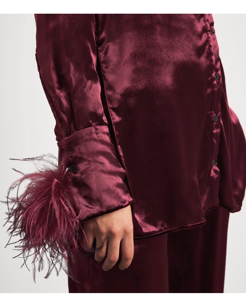 16Arlington Purple Ostrich-Trim Satin Tio Shirt