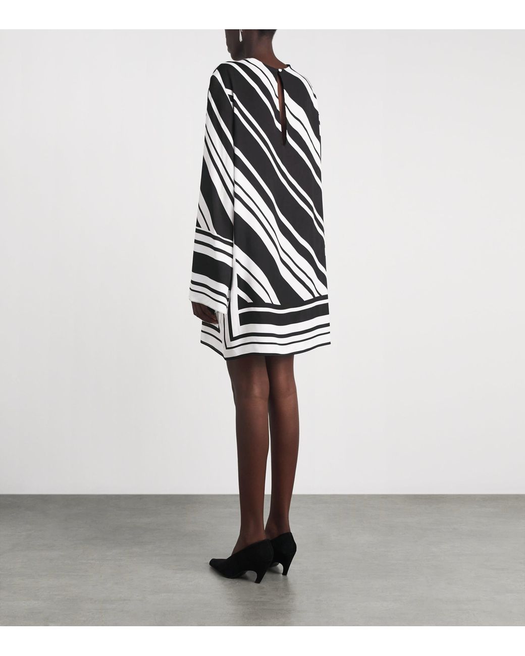 Brandon Maxwell Black Stripe Leni Mini Dress
