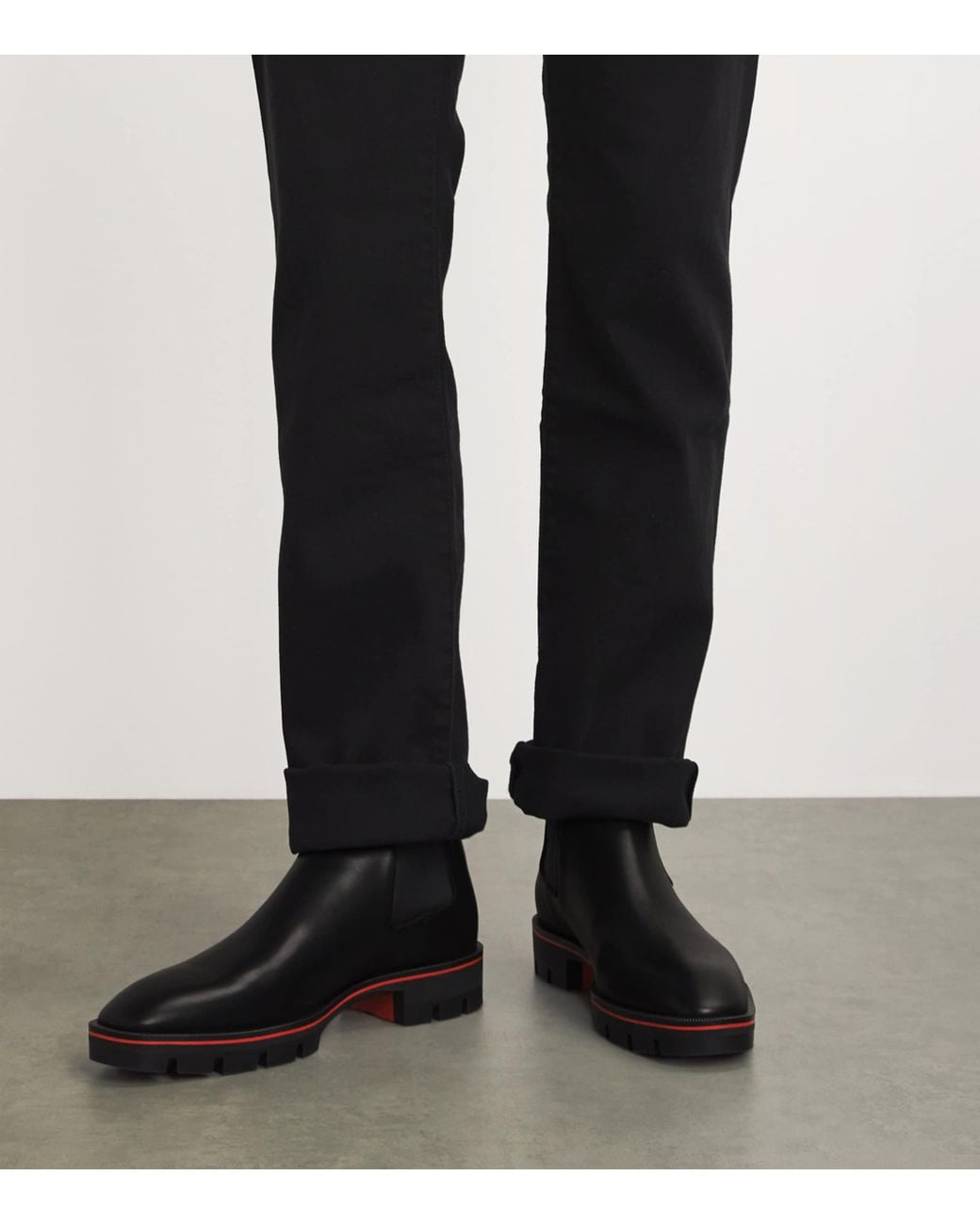Christian Louboutin Black Alpinosol Leather Chelsea Boots for men