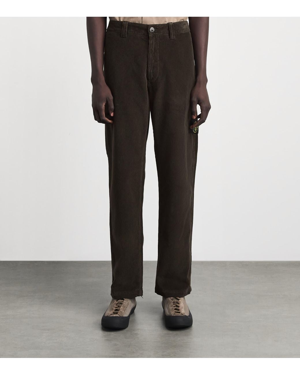 Stone Island Black Organic Corduroy Trousers for men