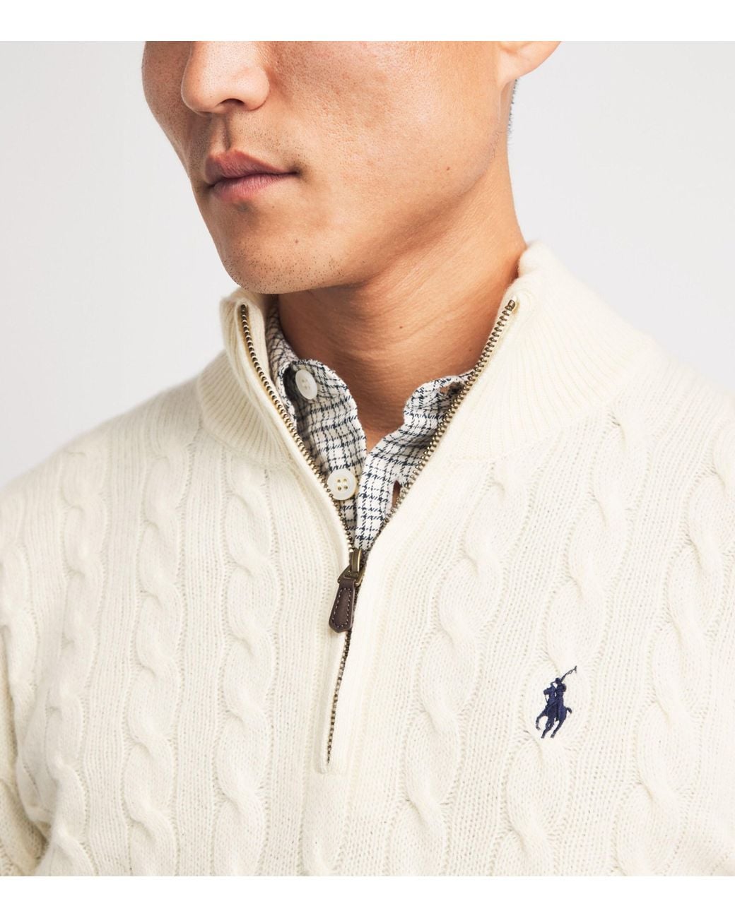 Polo Ralph Lauren White Wool-Cashmere Quarter-Zip Sweater for men