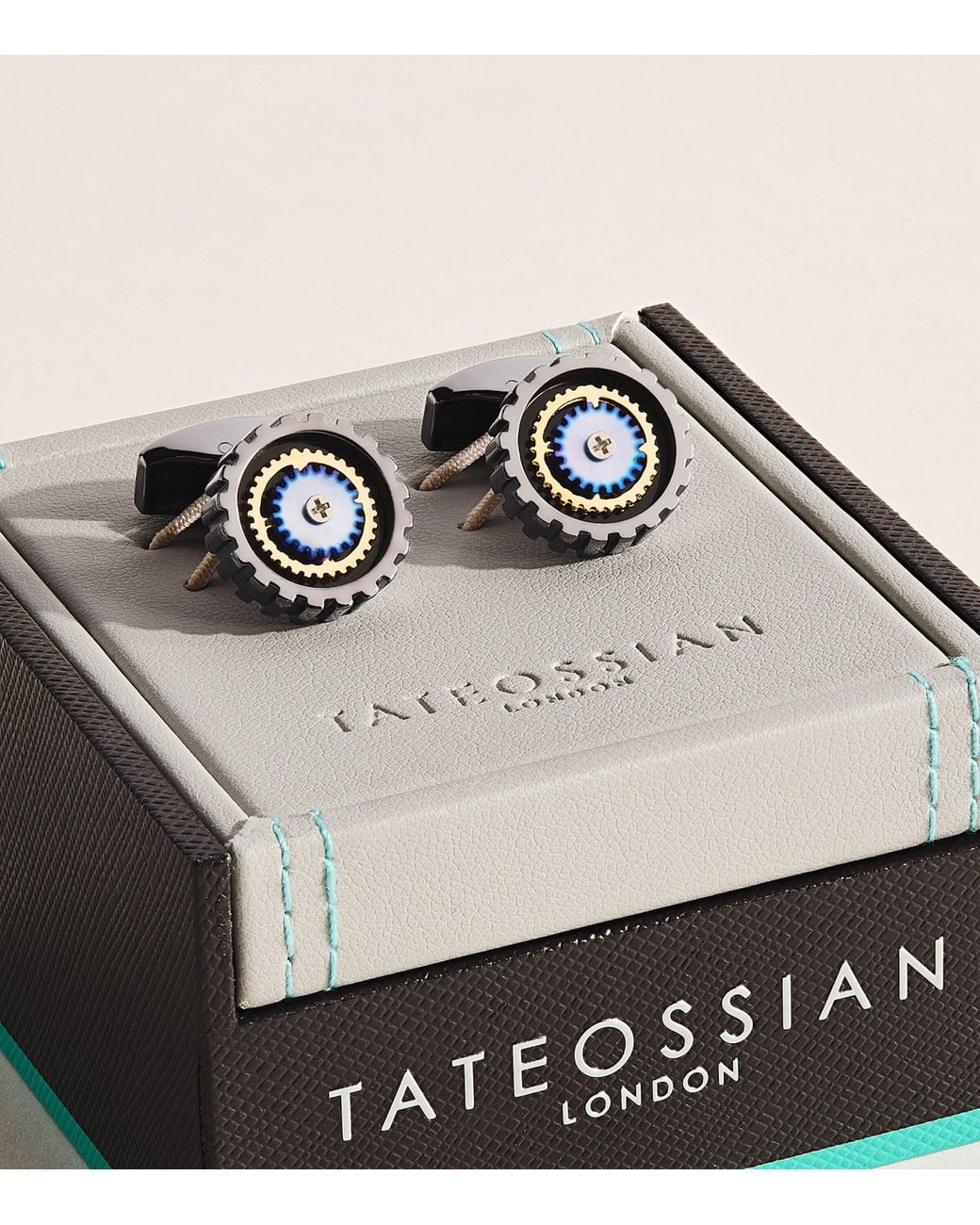 Tateossian Black Gear Cufflinks for men