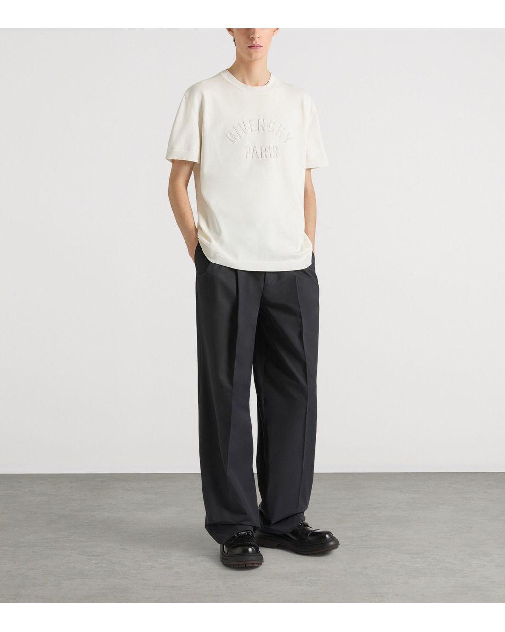 Givenchy Black Cotton Poplin Pleated Trousers for men