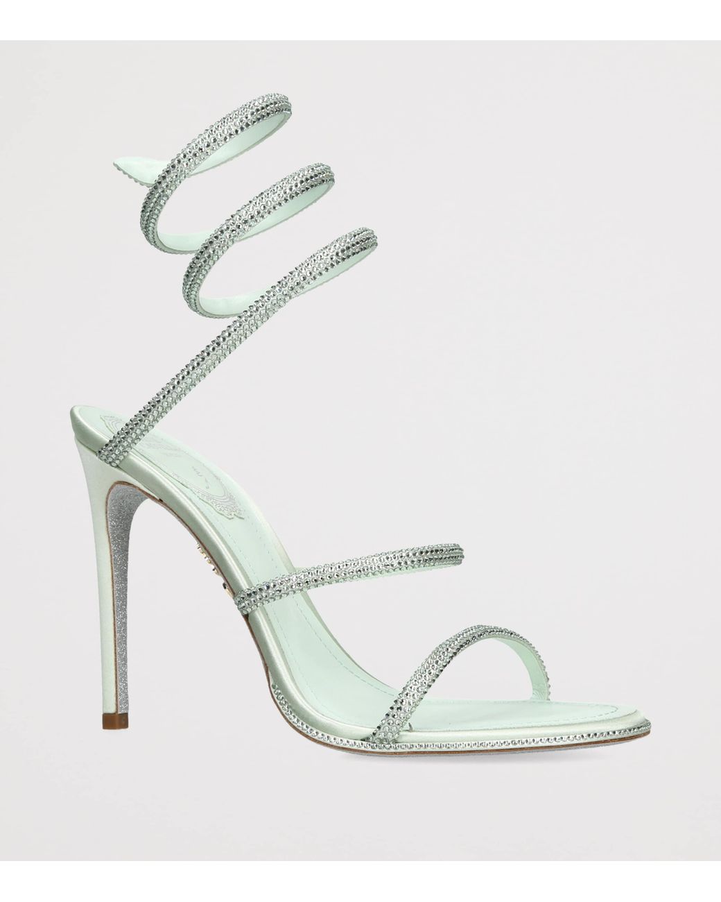 Rene Caovilla White Satin Crystal-Embellished Cleo Sandals 105