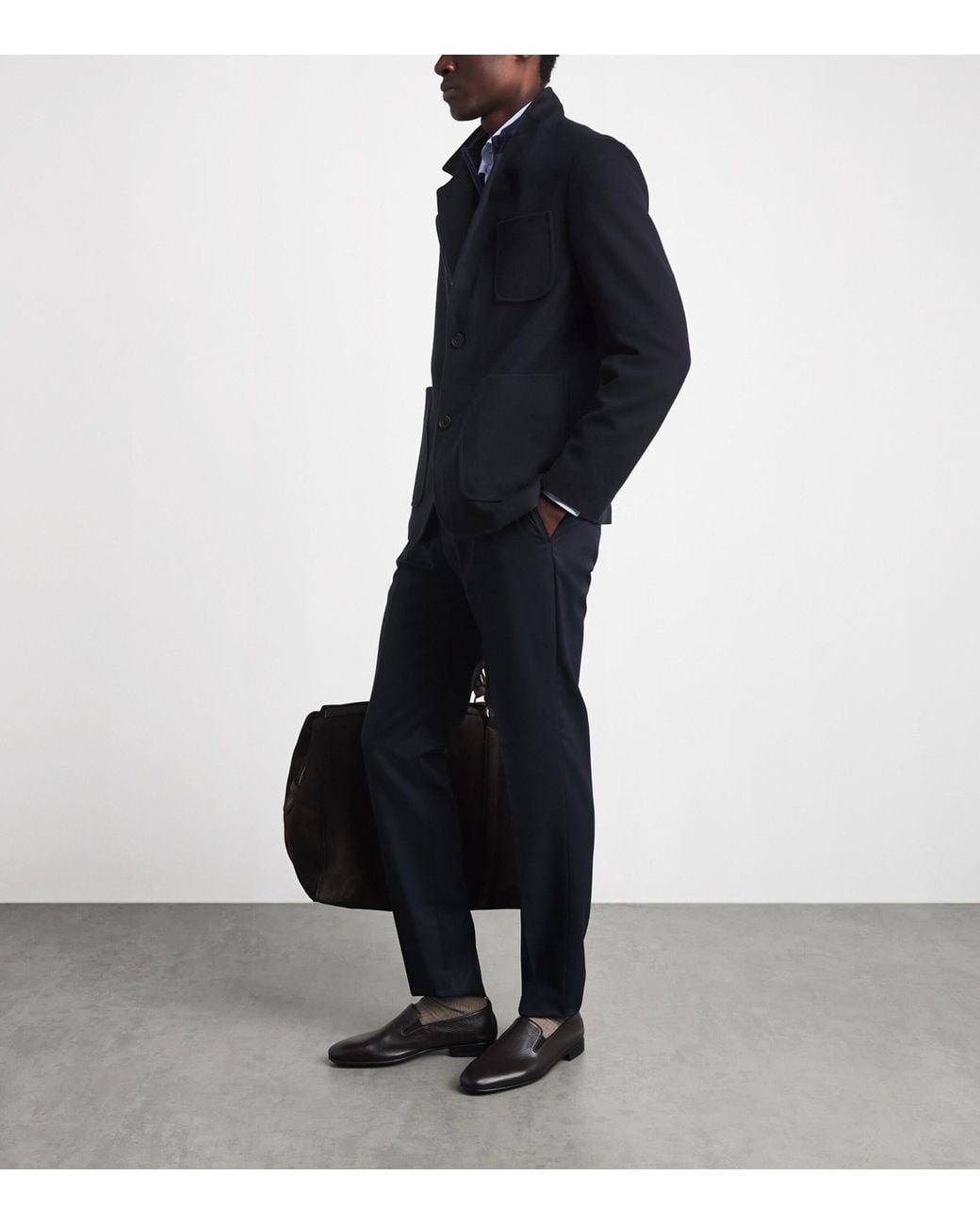 Corneliani Blue Virgin Wool High-Neck Jacket for men