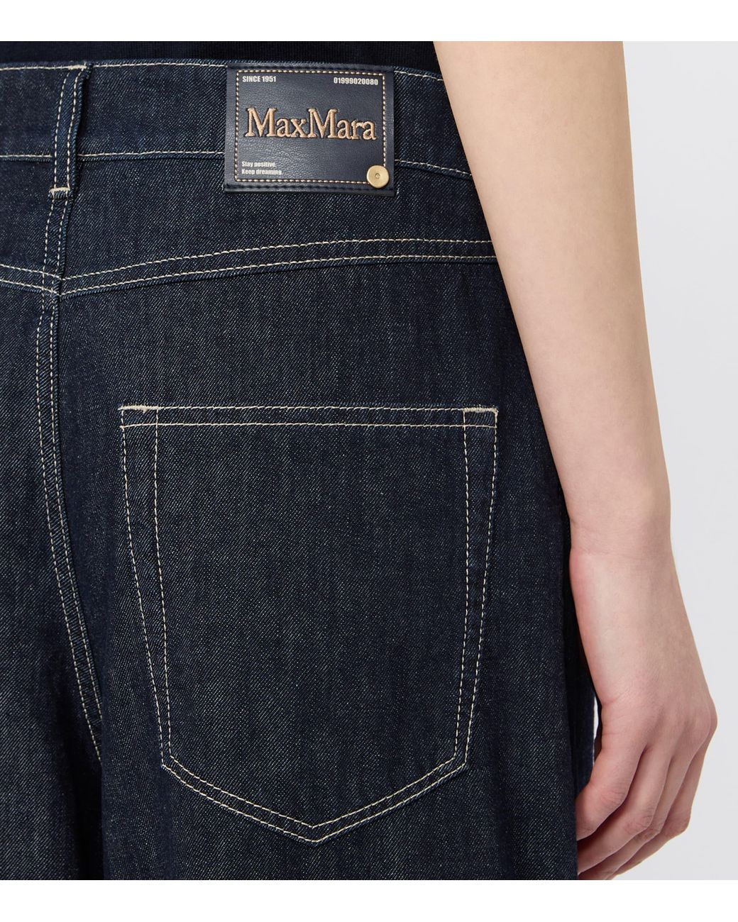 Max Mara Blue High-Waist Wide-Leg Jeans