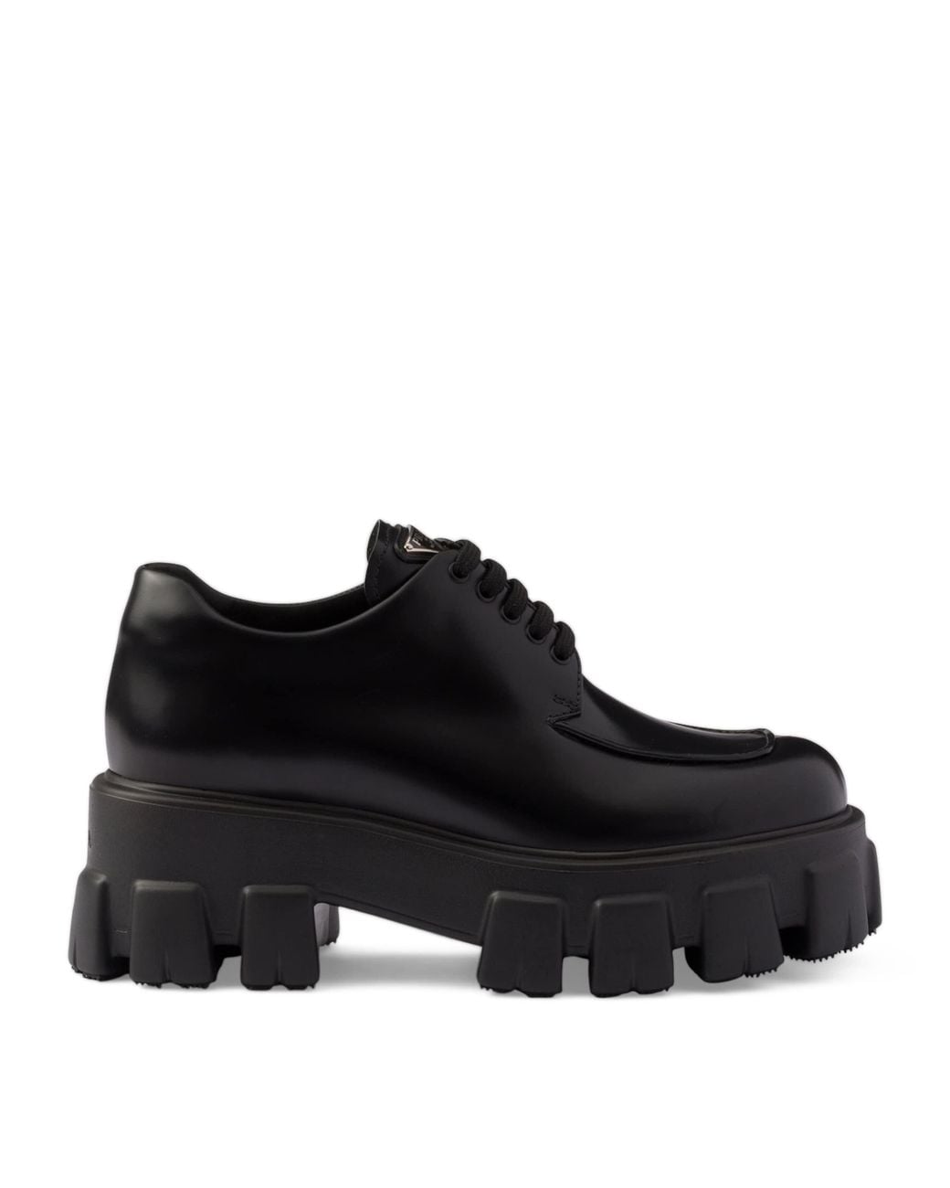 Prada Black Monolith Lace-Up Loafers 55