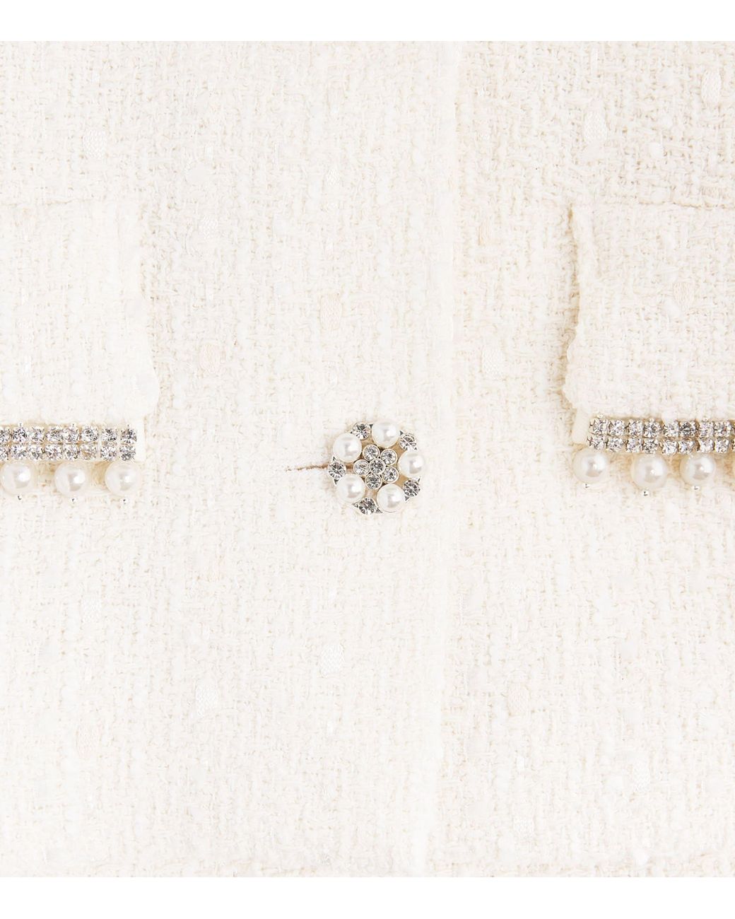 Maje White Tweed Jewel-Embellished Waistcoat