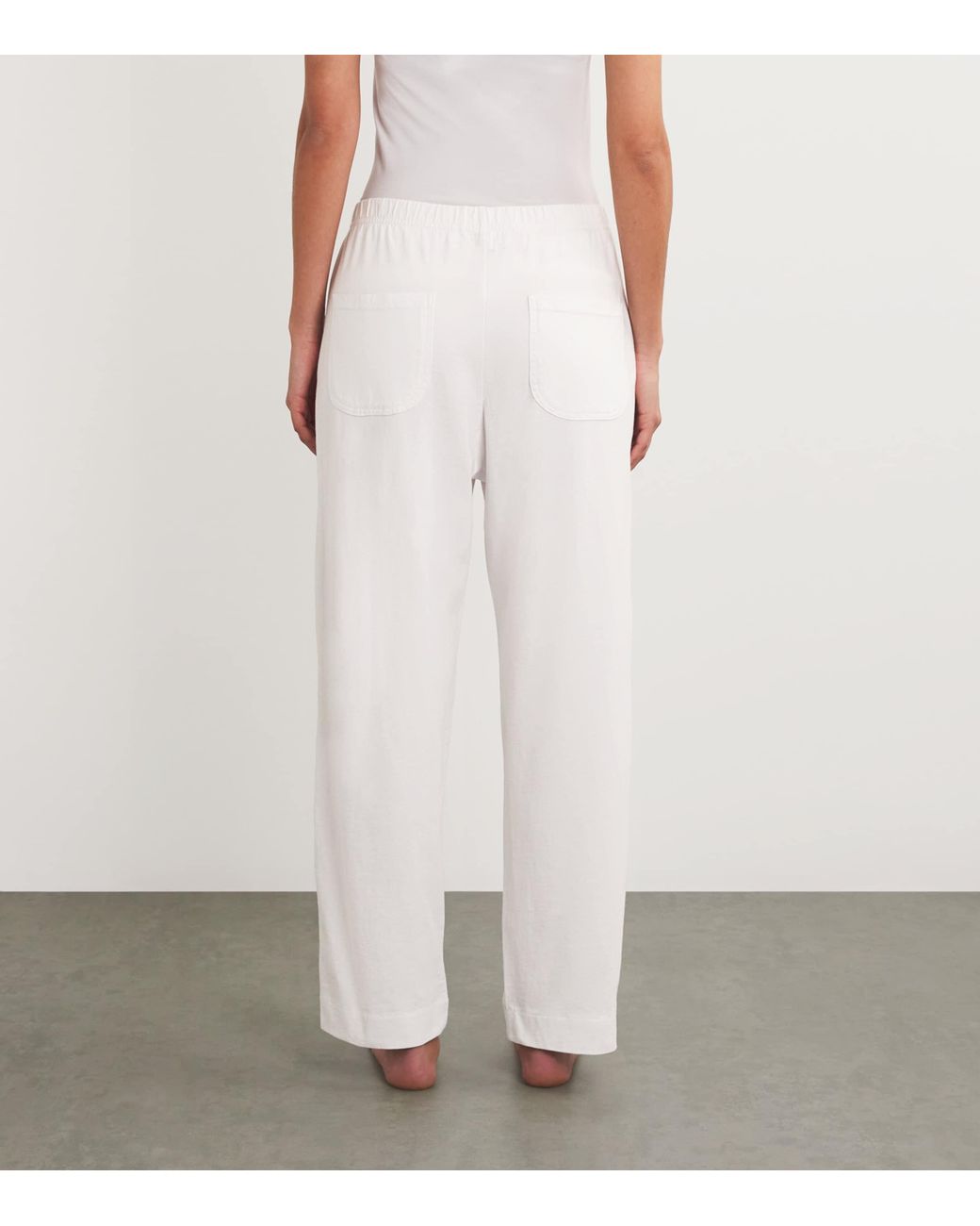Leset White Cotton Straight Trousers