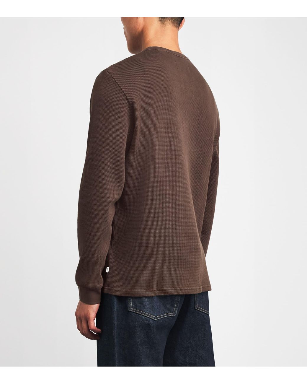 Wax London Brown Cotton Caleb Henley Top for men