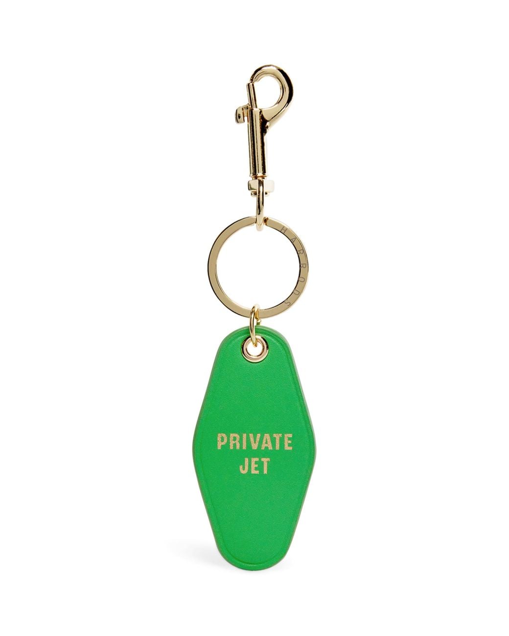 Harrods Green Leather Private Jet Keyring