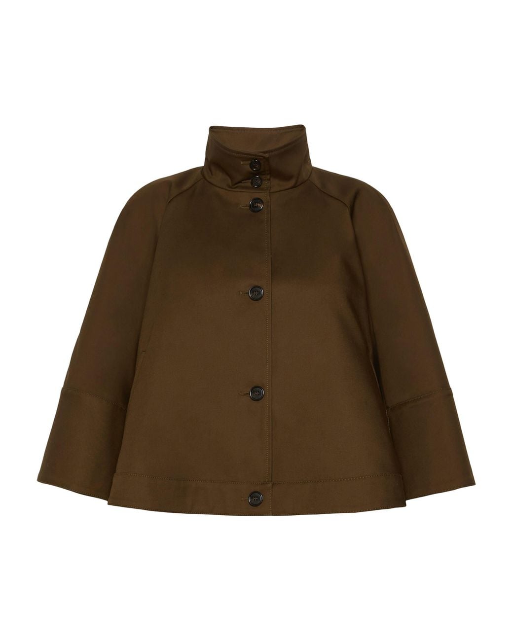 Max Mara Brown Cotton Flared Cape Coat