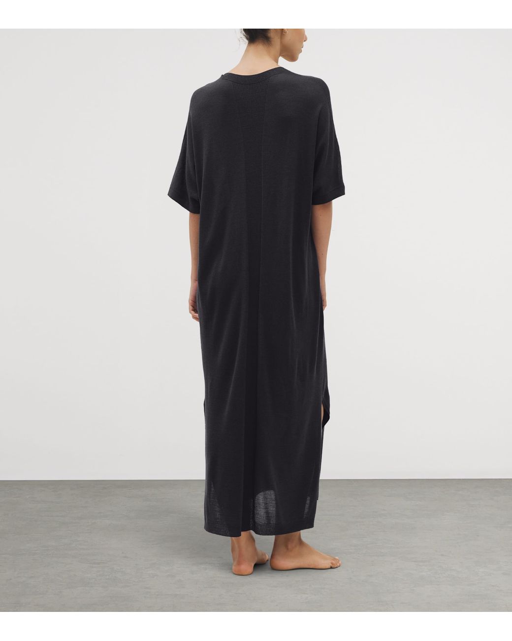 Shelep Black Merino Wool-Silk Kaftan