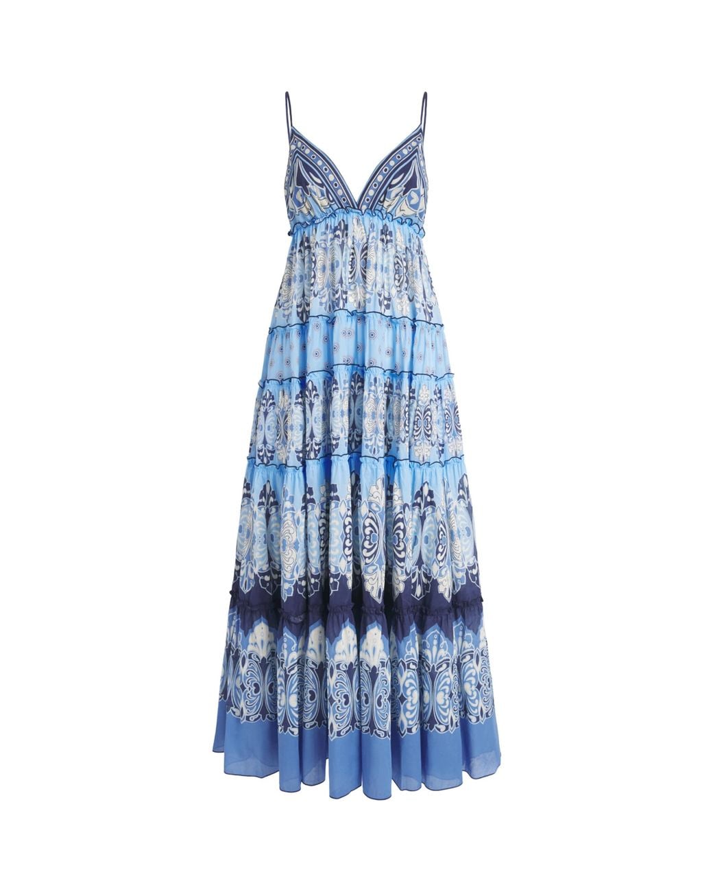 LaDoubleJ Blue Cotton Printed Maxi Dress