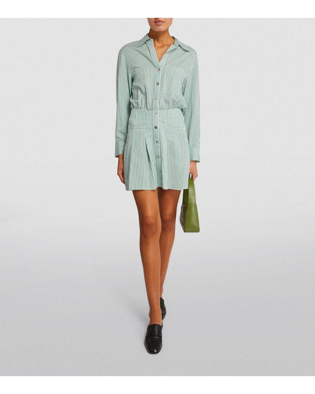 slim fit dress slacks Buy No Nasties Olive Stripe Organic Cotton Shirt Dress For Women Online main image 0