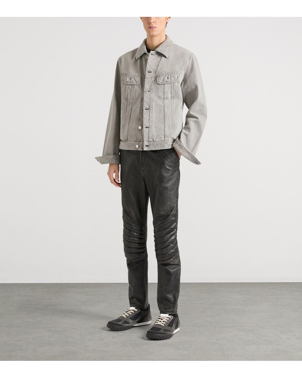 Givenchy Gray Crease-Effect Denim Jacket for men