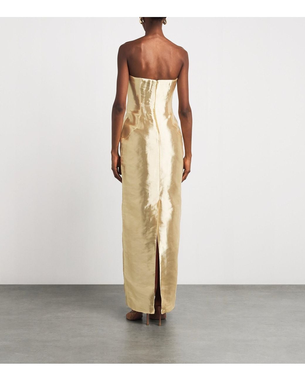 Cult Gaia Metallic Satin Strapless Ficklin Gown