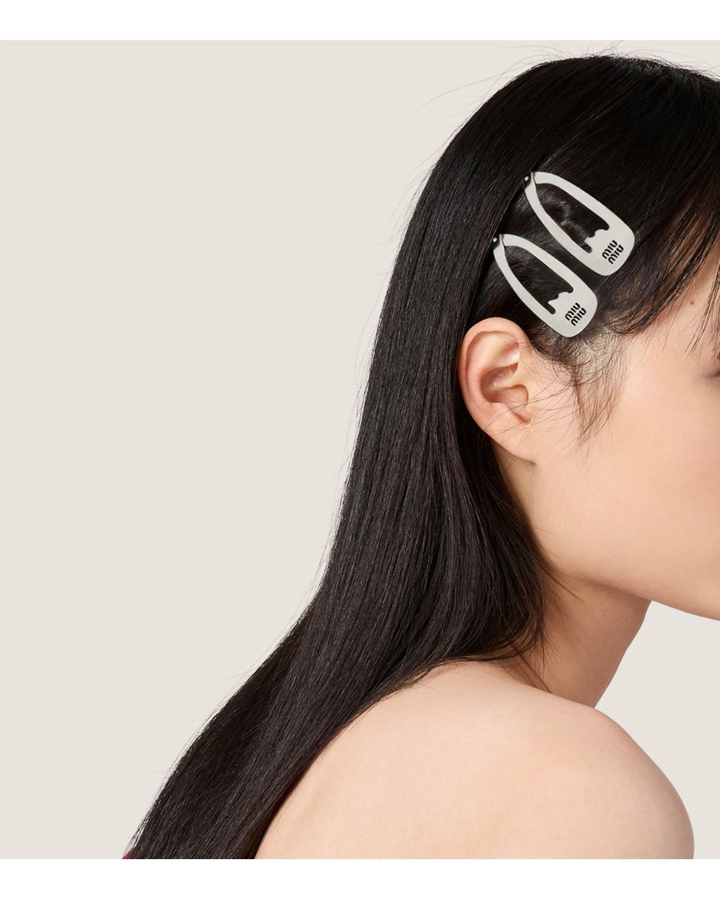 Miu Miu White Metal Hair Clips