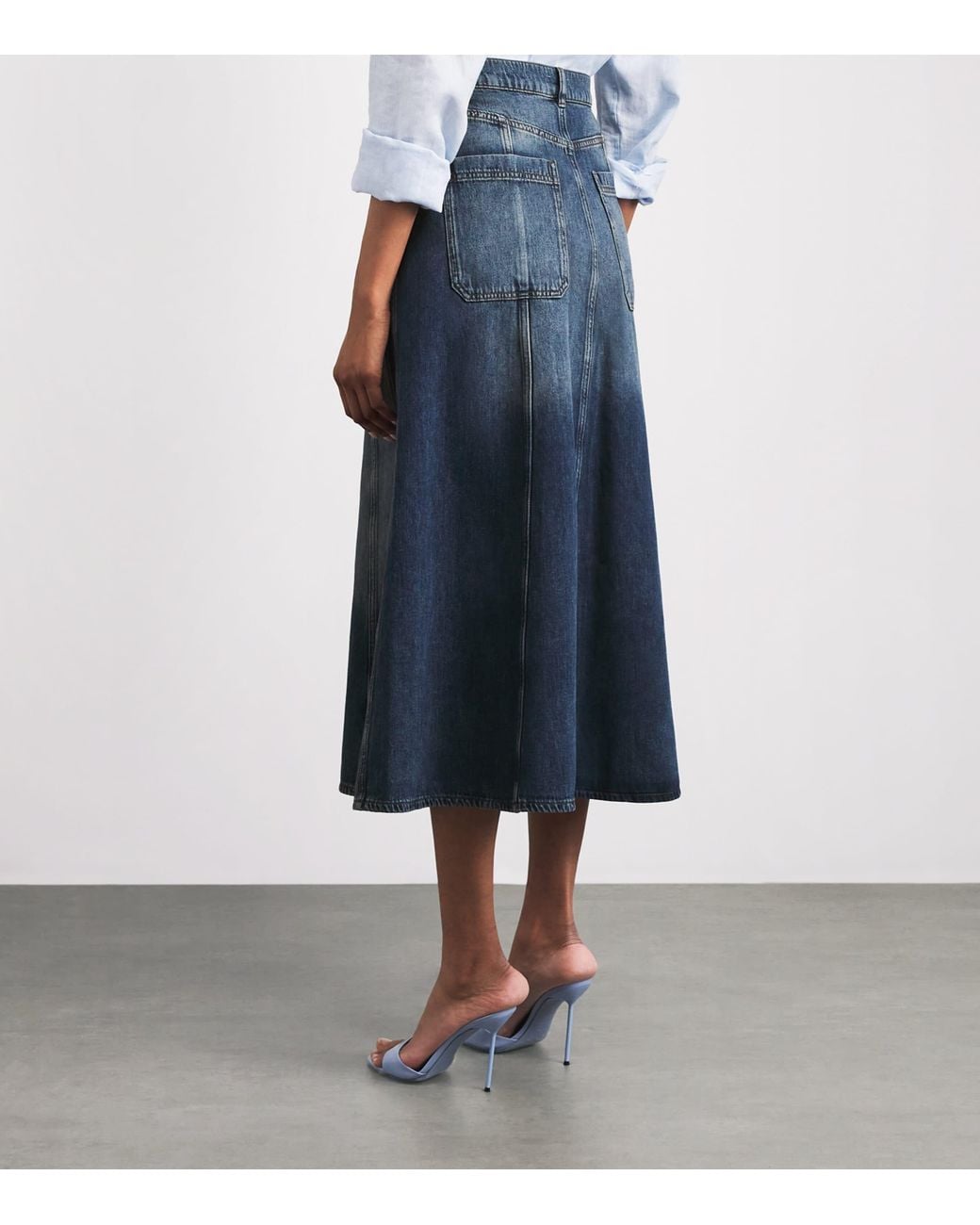 ME+EM Blue Panelled Denim Maxi Skirt